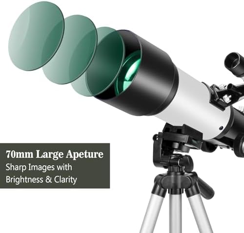 Telescopes, Telescope for Kids and Adults Beginners, 70mm Aperture 400mm Focus Length Refractor Travel Telescope with AZ Mount for Observe The Moon and Landscape - Image 2