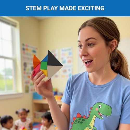 Pickagram Tangram 3D Magnetic Puzzle for Kids (8-12), Adults & Seniors | STEM Certified Fidget Puzzle - Magnetic Pattern Blocks for Cognitive Development, Creativity & Focus - Random Mix - Image 4