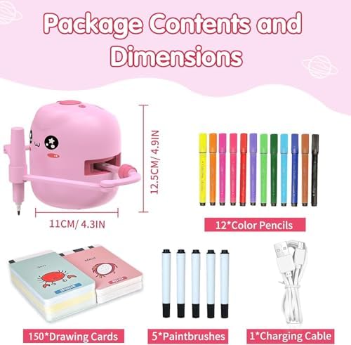 Drawing Robot for Kids, Voice Interactive Educational Drawing Robot, Montessori Painting Learning Toys with 150 Cards, Christmas Birthday Party Gift for 3 4 5 6 7 8 Years Old Girls Boys - Image 5