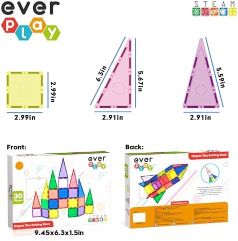 Magnetic Tile Building Block Set Construction Magnet Tiles Toy Blocks STEM Educational Learning Kit Toddler Preschool Games Rocket Playset Toys Unlimited Creation Boys Girls Age 3 and up - Image 2