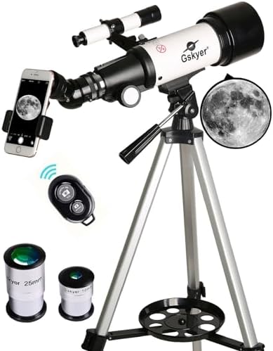 Gskyer Telescope, 70mm Aperture 400mm AZ Mount Astronomical Refracting Telescope for Kids Beginners - Travel Telescope with Carry Bag, Phone Adapter and Wireless Remote. by Gskyer