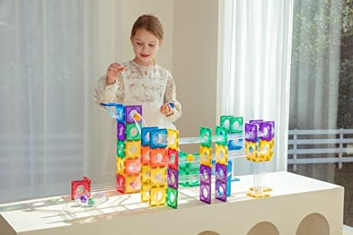 MEGAGONTILES Marble Run Magnetic Tiles Set 120PCS | STEM-Authenticated Magnetic Building Blocks with Marble Track Pieces | Educational Construction Toy for Kids Ages 3–8 (Boys & Girls) - Image 4