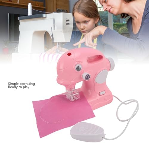 Kids Sewing Machine for Beginners, Portable Mini Sewing Toy for Girls, Rechargeable DIY Craft Kit with Cloth & Accessories, Fun Arts and Crafts Birthday (Pink) - Image 2