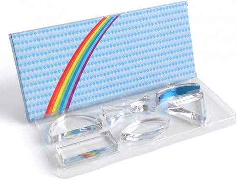 5 Pcs Prism Lenses Glasses Acrylic Triangular Prism Glasses Triangular Semicircular Rectangular Concave Convex Mirror Science Experiment Kit for Physics Lab Reflection Refraction Science by Unknown