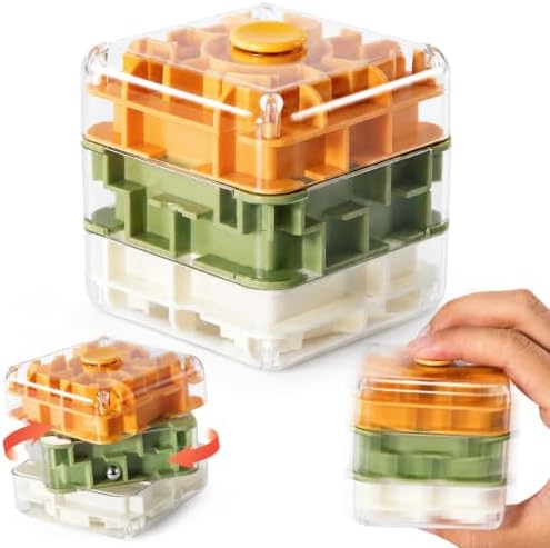 3 Layer 2 in 1 3D Rolling Ball Maze Cube, Kids Fidget Spinning Toys by KIZONLY