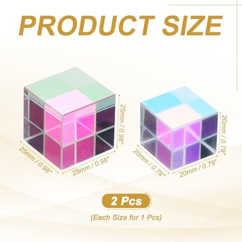 PATIKIL 2Pcs Cube Prism 20,25mm K9 Crystal Dispersion Prism AB Color - Image 2