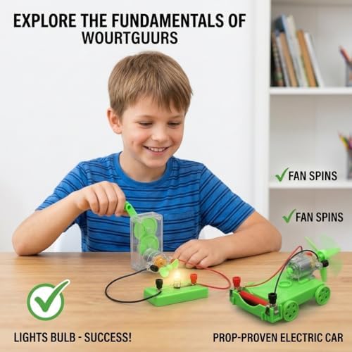 Physics Science Lab Learning Circuit kit, Electricity Experiment Set,DIY DC Electrical Motor Model Wind Powered Carts Building Circuits for Kids Junior Senior High School Students (1 Set) - Image 3