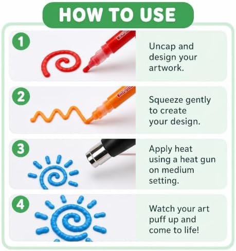6-Color 3D Puffy Pens, DIY Art Set for Kids 6+ - Image 4
