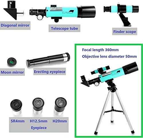 Refractor Telescope with Finder Scope for Kids & Astronomy Beginners, Travel Telescope with 3 Eyepieces Magnification 18X – 135X - Image 4