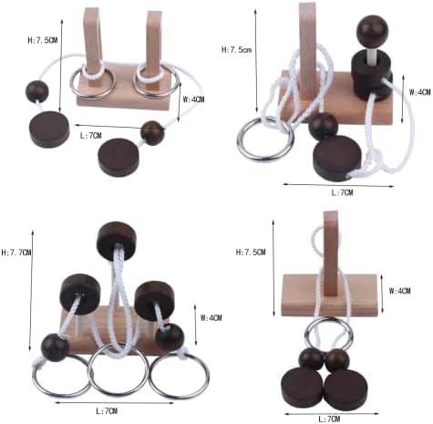 Brain Teaser Puzzle Wooden Threading Rope Loop Puzzle Luban Lock Brain Teaser Game Adult Kids Toy Puzzles for Adults (16) - Image 3