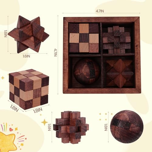 Mytothfy Wooden Brain Teaser Puzzles for Adults Teens, 3D Puzzle Game Toys - Image 2