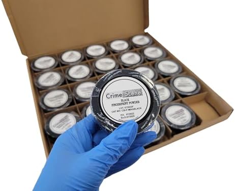 Crime Scene Latent Fingerprint Powder, One Ounce, Use on Light Colored Surfaces (Regular Black Powder) by CrimeScene