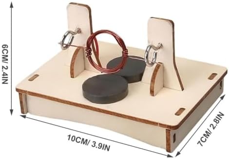 Wooden Frame DIY DC Motor Assembly Kit, Magnet Metal Coil Electromagnetic Rotation Energy Conversion Physics Lab Equipment - Image 2