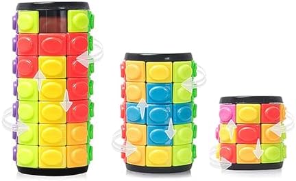 3D Puzzle Cube Fidget Toy Cylinder Rotate Slide 3/5/7 Layer (Pack of 3 PCS) by JHBEMAXS