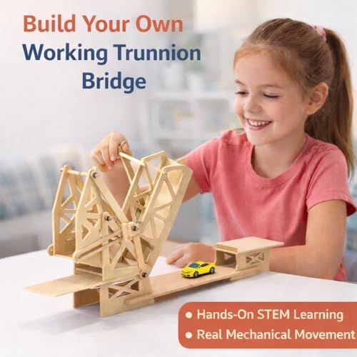 Pathfinders STEM Kit – Bridge Building Kit | Wooden Mechanical Engineering Toy | Strauss Bascule Bridge 3D Puzzle | Educational Science & STEM Project - Image 3