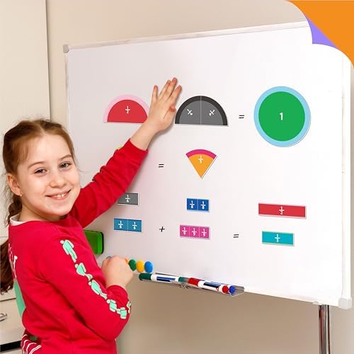 SpriteGru 156 PCS Magnetic Fraction Tiles Circles, Educational Math Magnets Learning Manipulative Fraction Bars Set for Preschool Elementary School - Image 7