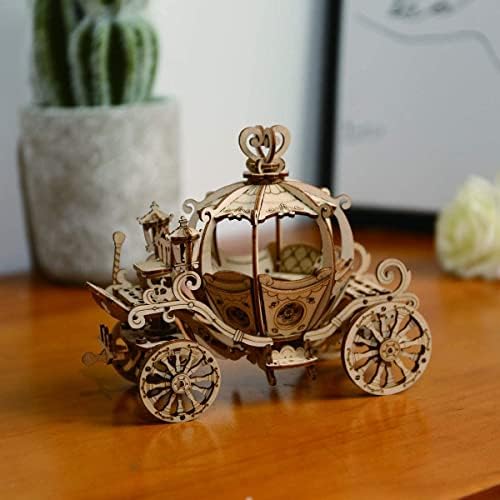 Rowood 3D Puzzles for Adults, Wooden Model Kits for Adult, DIY STEM Toy for Ages 14+ - Pumpkin Cart (182 Pieces) - Image 3