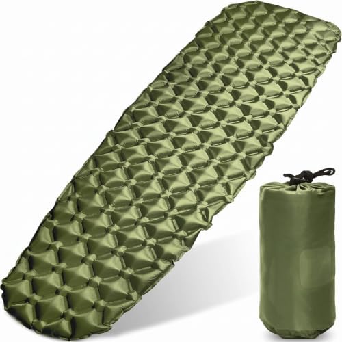 Sleeping Pad for Camping - Patented Camp Mat, Ultralight - Best Compact Inflatable Air Mattress for Adults & Kids - Lightweight Hiking, Backpacking, Outdoor & Travel Green by OutdoorsmanLab