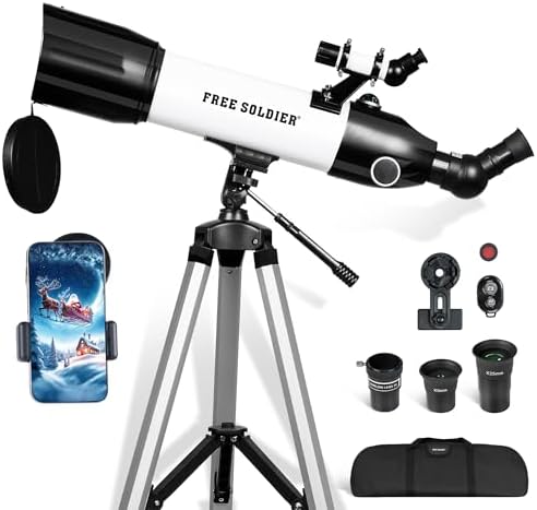 FREE SOLDIER Telescope 80mm Aperture 500mm Refractor Telescope for Adults High Powered - Professional Astronomical Refracting Telescope for Beginners White by FREESOLDIER