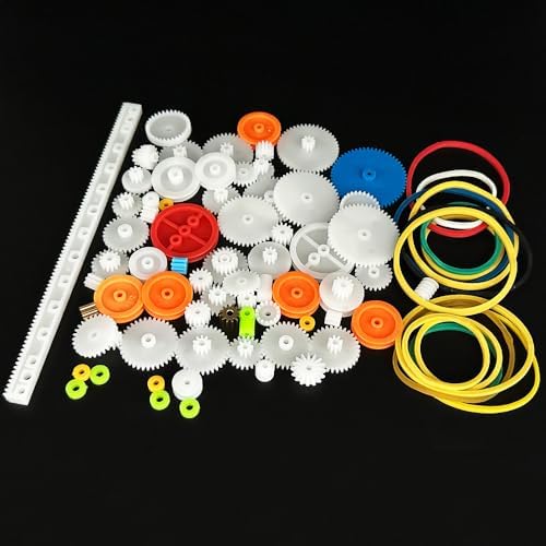 83PCS Small Gear Kit Plastic Gears Belt Pulley Single Gear Spindle Gear Small Motor Gears for DC Motor RC Car Robot Model Toy DIY Gear Replacement (83) by URIMPAVIDO