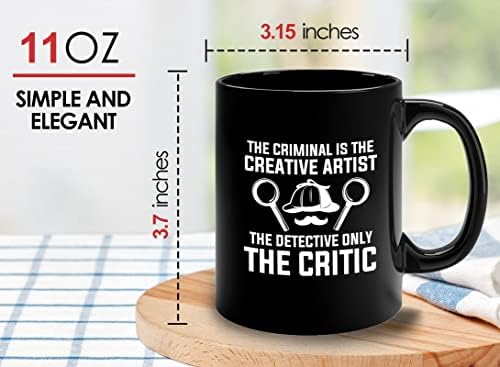 Detective Coffee Mug 11oz Black - The Criminal Is The Creative Artist, Private inverstigator Public investigator enigmatic person police training gift - Image 6