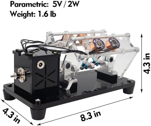 V4Cylinder Solenoid Electromagnetic Engine, DIY Integration Multi-Level Coil Kit, for Science Physics Teaching Experiment Tool College Education Model, High-Tech Toys,Integrated Boost Circuit (4Coil) - Image 2