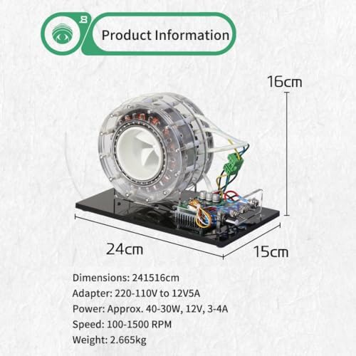 Coreless Brushless Motor Model, Shaftless Electromagnetic Display with Adjustable Speed, Forward Reverse Rotation, Brake Function Engineering for STEM Learning Enthusiasts - Image 4