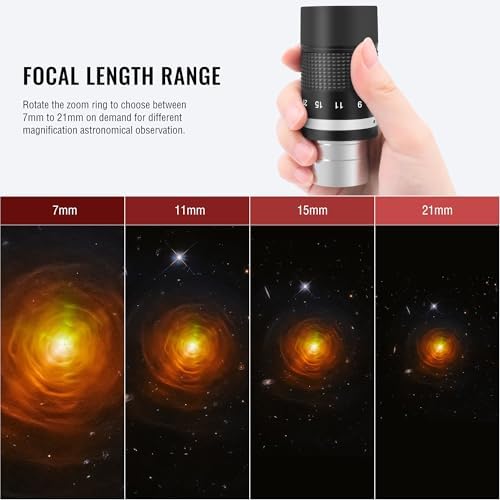 Alstar 1.25 inch 2X Barlow Lens - Bundle with - 7 to 21mm Zoom Lens Telescope Eyepiece - Image 3