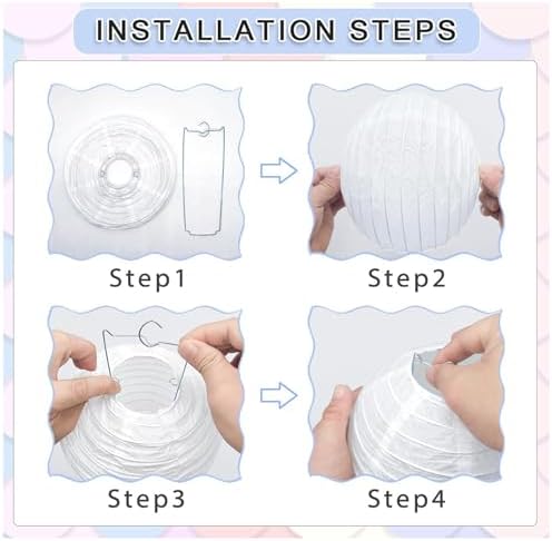 Paper Lanterns Party Decorations White Round Hanging Lanterns Chinese Japanese Paper Lantern Lamp for Bridal Showers Wedding Birthday Home Party Supplies, Set of 6 PCS - Image 3