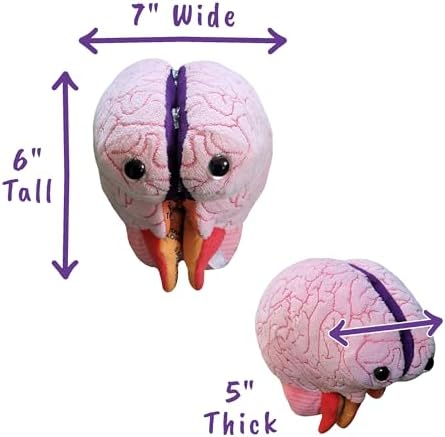 GIANTmicrobes Brain Model Anatomy Plush with Embroidered Details - Image 6