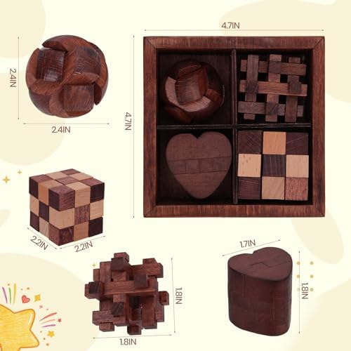 Mytothfy Wooden Brain Teaser Puzzles for Adults Teens, 3D Puzzle Game Toys - Image 2