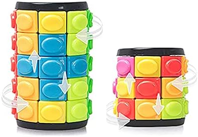 3D Rotate and Slide Puzzle 3 / 5 Cylinder Layers Toy Color Brain Fidget Games Smart IQ Fit Cognitive Cubes Educational DIY Gift for Boys Girls Kids Teens Adults (Pack of 2 Pieces) by JHBEMAXS