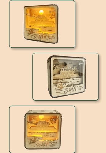 Wooden Carved Night Light 3D Three-Dimensional Puzzle Wooden Craft Decoration, Moonlit Landmark of The Forbidden City, Cultural and Creative Gifts - Image 6