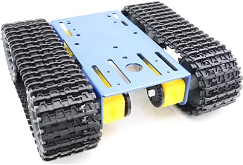 Robot Tracked RC Tank Chassis Kit with 4pcs DC TT Motors for Arduino UNO R3/ Raspberry Pie/STEAM Education, TT04 Metal Crawler Smart Tank Car Chassis Platform for Adults (Blue) by SmaringWing