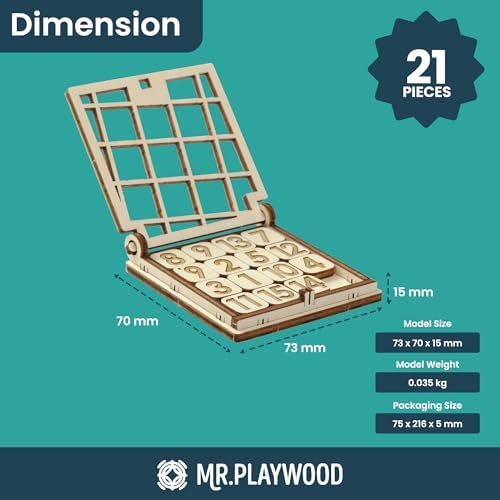 Fifteen Slide Puzzle - Mechanical Wood Model 15 Puzzle Slide Game - Sliding Number Puzzle for Adults & Kids - Portable Handheld Travel Game & Brain Teaser - Image 5