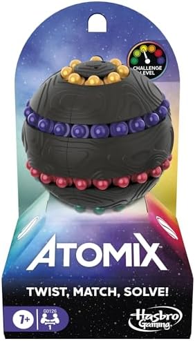 Hasbro Gaming Atomix Game for Kids, Teens, and Adults, Brainteaser Puzzle Sphere Ball and Fidget Toy, 1 Player, Portable Summer Travel Activities, Ages 7+ by HasbroGames