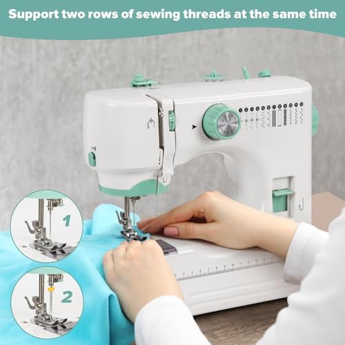 Sewing Machine for Beginners, Mini Sewing Machine with Sewing Kits, Electric Portable Sewing Machine with Full Featured, Built-in 12 Stitches, Twin Needle - Image 2