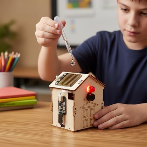 Children Rain Alarm Educational Kit Wooden DIY Model Hands On Project with Alarm Feature Suitable for Classroom Instruction School Experiments - Image 5