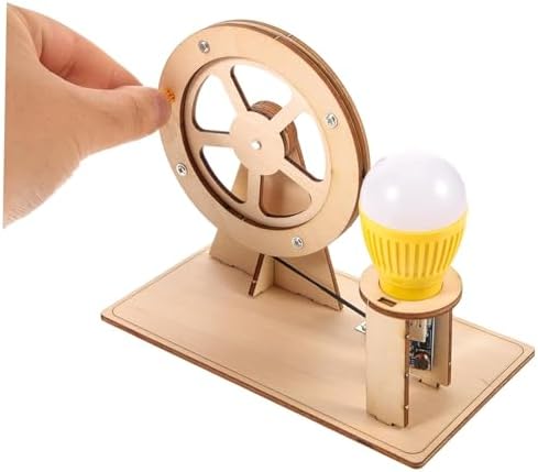 DIY Wooden Hand Crank Generator Model Kit, Portable Dynamo Science Experiment Set for Physics Energy Conversion Research - Image 3
