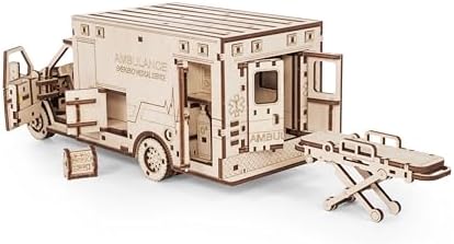 EWA Eco-Wood-Art Ambulance 3D Wooden Puzzle, 386 Pieces, Ages 14+, 11.61 x 5.08 Inches, Wood Construction Model Kit - Image 3