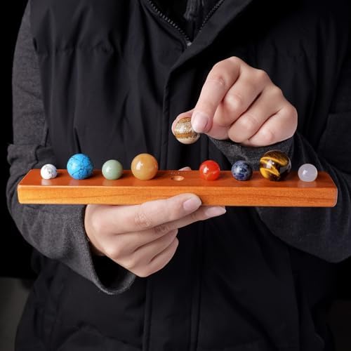Runyangshi Nine Planets Crystal Ball Set in Display Case - Natural Stone Solar System Model with Black Foam Liner, Space & Astronomy Decor Collection - Image 6