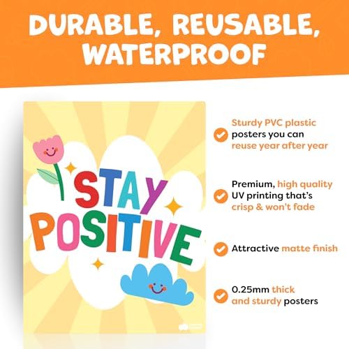 Motivational Posters for Classroom Decor - 14pc Inspirational Positive Affirmation Classroom Posters Middle School High School Elementary - Back to School Supplies Decorations Bulletin Board Wall - Image 5