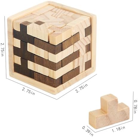 Ahyuan Wooden Brain Teaser Puzzle Cube Wooden Puzzles T-Shaped Jigsaw Logic Puzzle Educational Toy for Kids and Adults by AHYUAN (Brown and Natural) - Image 5