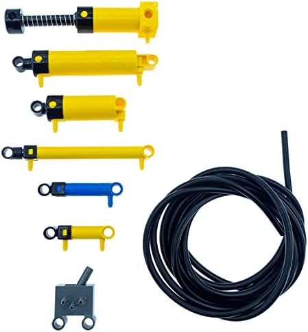 SEEMEY 8Pcs Pneumatic-Parts, Pneumatic-Pump, Pneumatic-Cylinder,Pneumatic-Tube, Pneumatic-Valves, Pneumatic-Handpump, Pneumatic-Pack compatiable with Lego Technic by SEEMEY