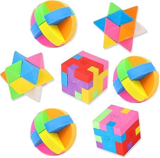 PROLOSO 15 Pcs Puzzle Cube Pencil Erasers Kids Party Favors Classroom Student Prizes Brain Teasers - Image 6