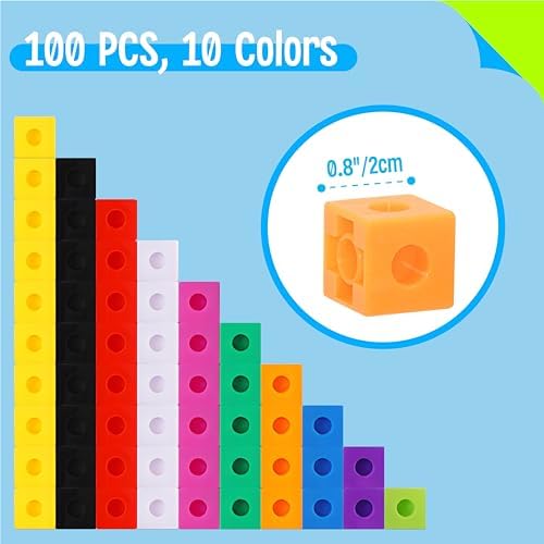 SpriteGru Math Linking Cubes, Set of 100 Math Cubes Manipulative Connecting and Counting Snap Blocks for Early Math and Construction, Educational Toy for Preschool, Kindergarten, Homeschool - Image 2