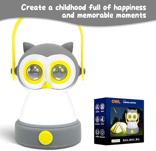 Portable LED Camping Lantern, Lightweight Battery Powered LED Flashlight for Indoor Outdoor, Kids Camping Gear Gift for Children's Day, Birthday, Easter, Adventure(Owl Style, Battery NOT Included) - Image 6