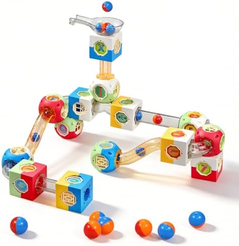 130 PCS Marble Run Building Blocks, STEM Educational Marble Maze Toy, DIY Rolling Ball Race Track Game, Safe Thick ABS Construction, Ideal Birthday for Boys Girls by Unknown