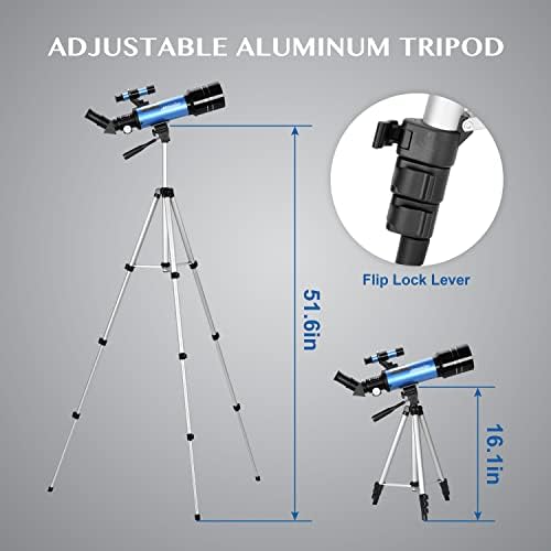 AOMEKIE 40070 Astronomy Telescopes for Beginners and Adults with K6 and K25 Eyepieces 70mm Travel Telescope Adjustable Tripod Phone Adapter - Image 6