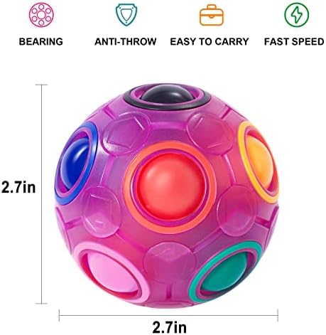 Vdealen Magic Rainbow Puzzle Ball, Fidget Ball Puzzle Brain Teaser Fidget Toy for Boys & Girls- Birthday Party Easter Valentines Christmas Stocking Stuffers for Kids Teen & Adults(Purple) - Image 2